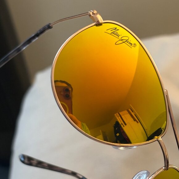 NWOT Maui Jim Cliff House Polarized Aviator Sunglasses W/ Case Mirror Lenses UV - Picture 6 of 16